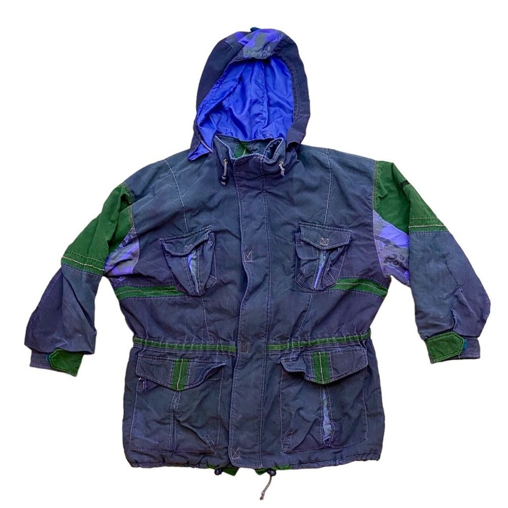Vintage 90's Adidas Adventure Multipocket Purple Green Military Jacket Size L